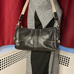 Vintage Tignanello Black Leather Shoulder Bag/Clutch - EUC